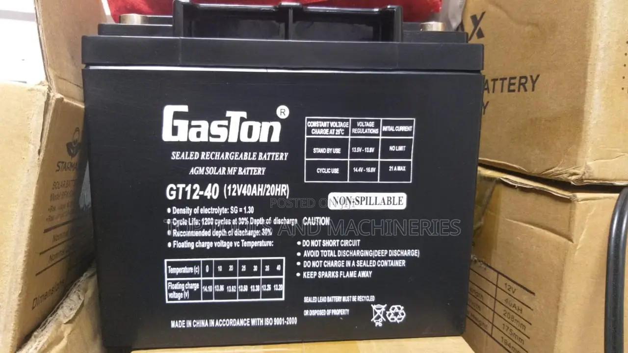 Gaston Gt12-40(12v/40ah/20hrs) Solar Backup Battery