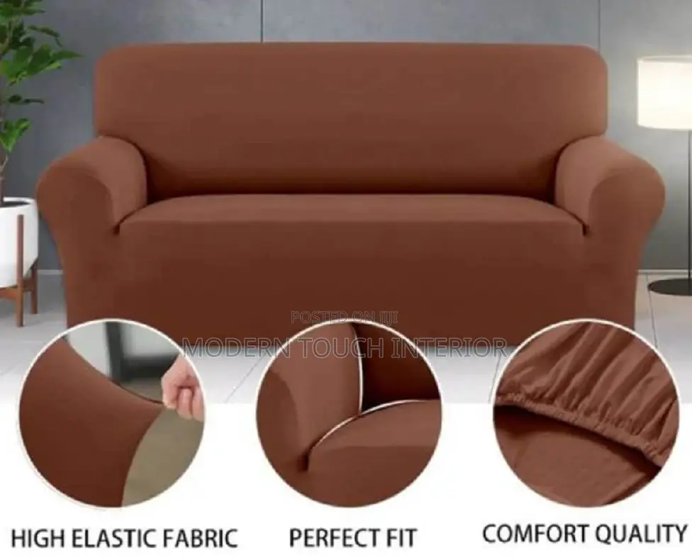 Brown Plain 3 Seater Sofa Cover