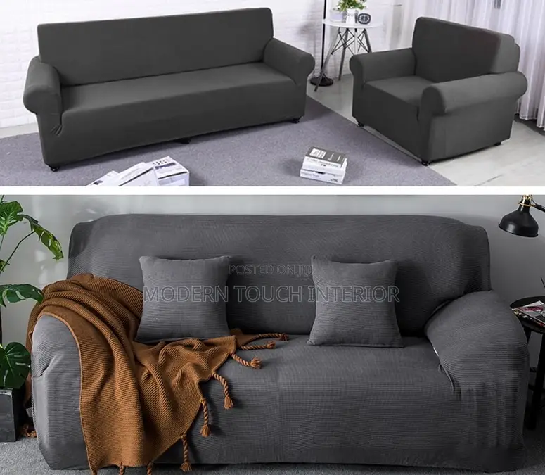 Plain Dark Grey 3 Seater Sofa Cover