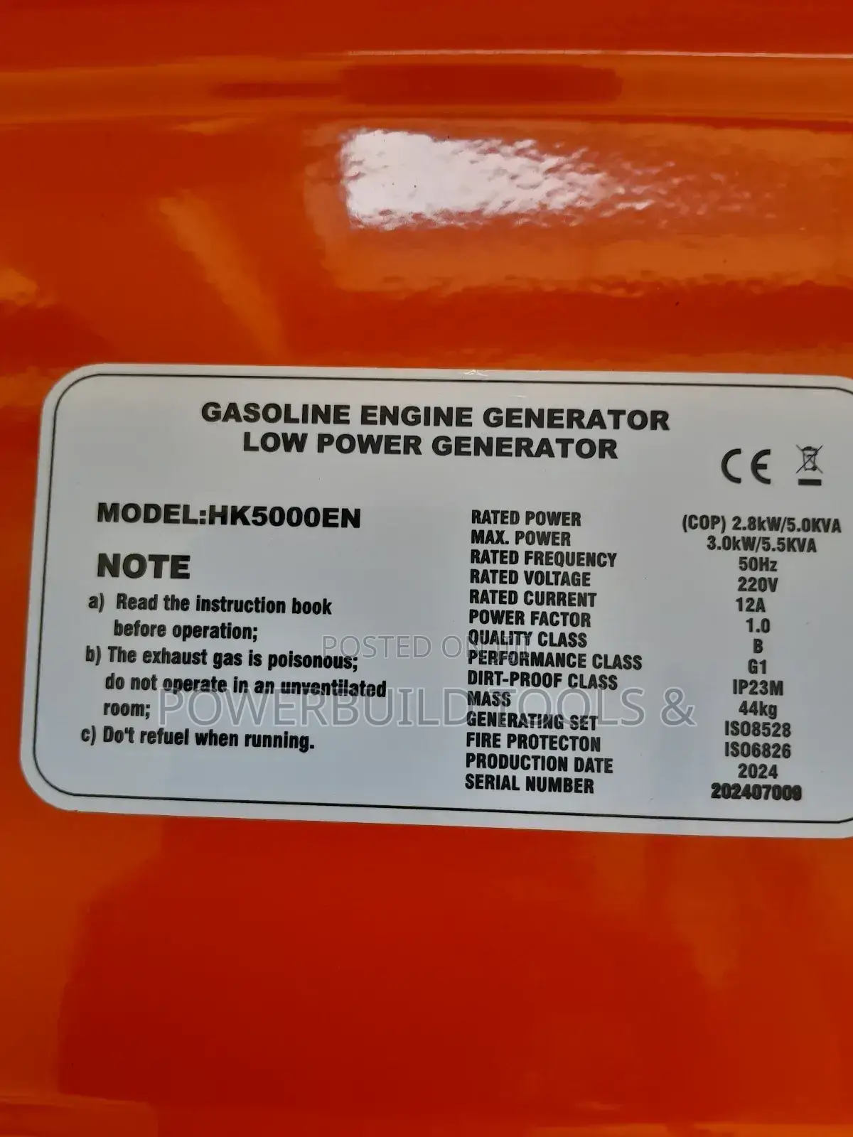 Hisaki 5kva Petrol Generator Keystart