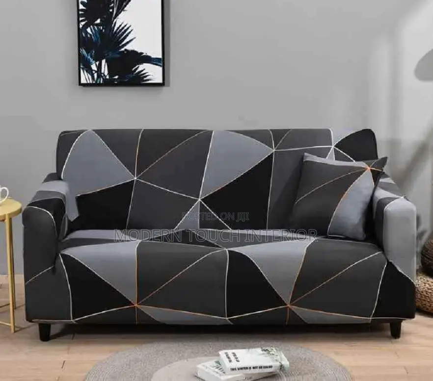Printed Grey 3 Seater Sofa Cover