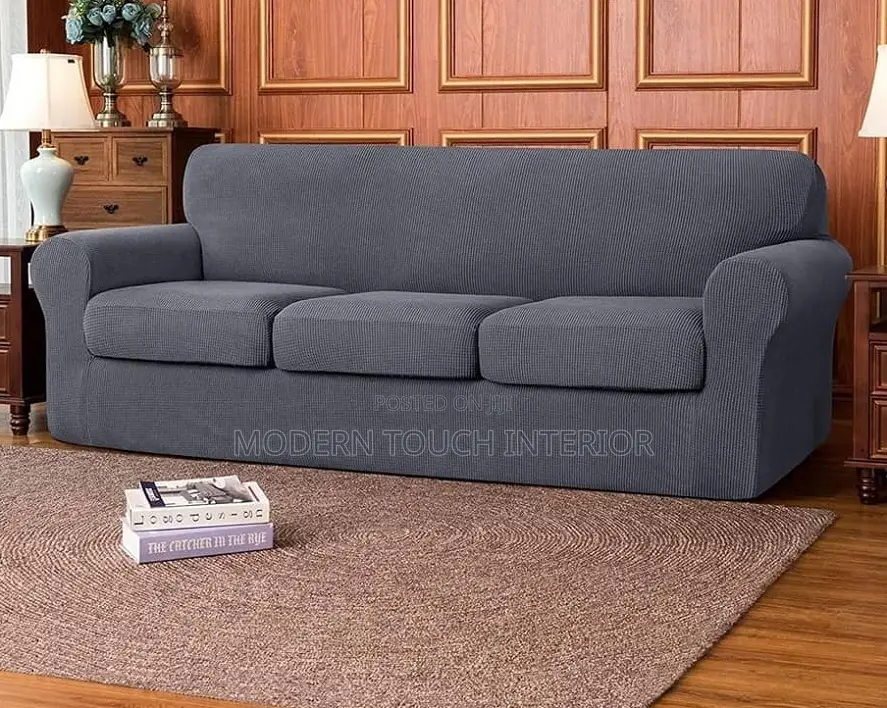 5 Seater Grey Jacquared Sofa Cover