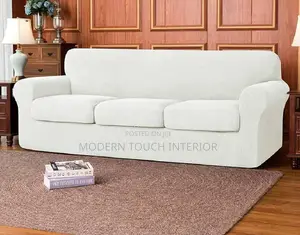 Plain White Jacquared Sofa Cover