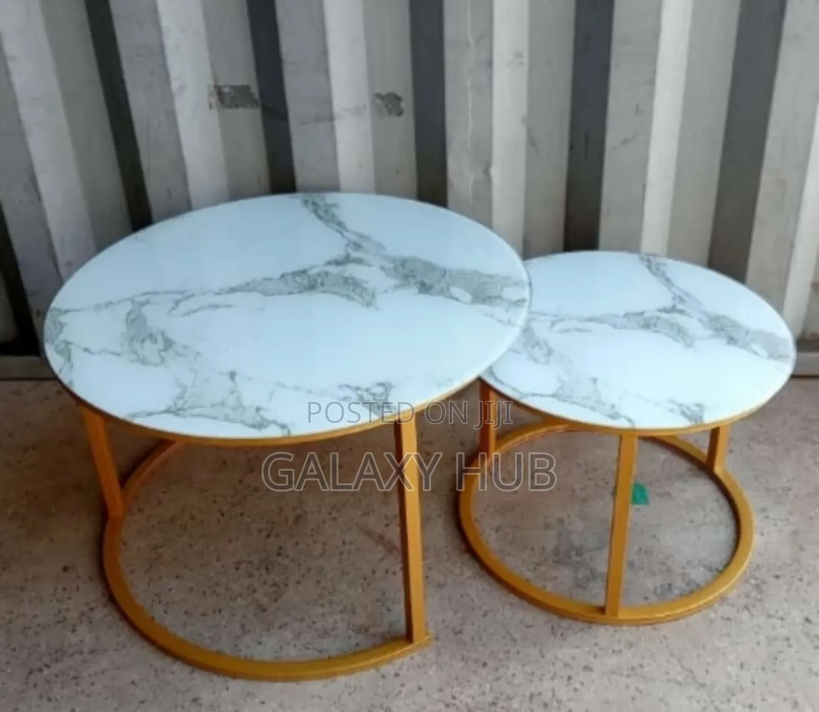 Marble Nesting Coffee Table (Glass Effect) White