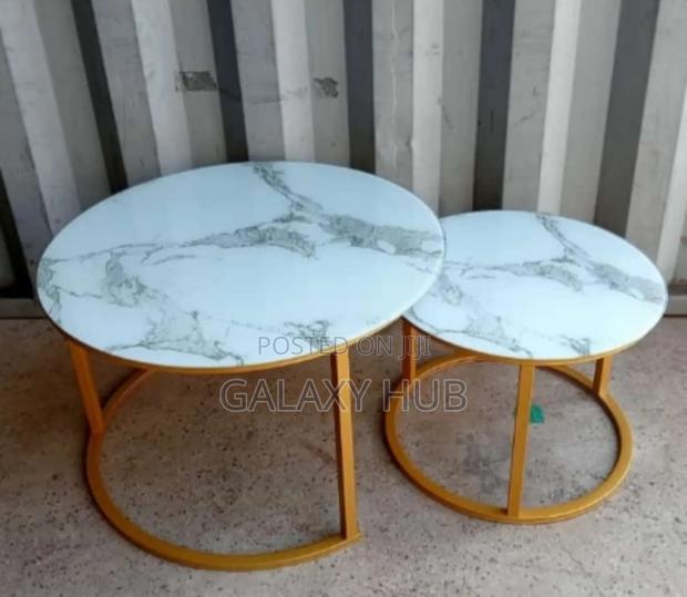 Marble Nesting Coffee Table (Glass Effect) White
