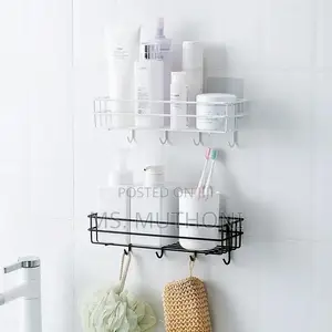 A Pair (2) Bathroom Organizer With Hooks