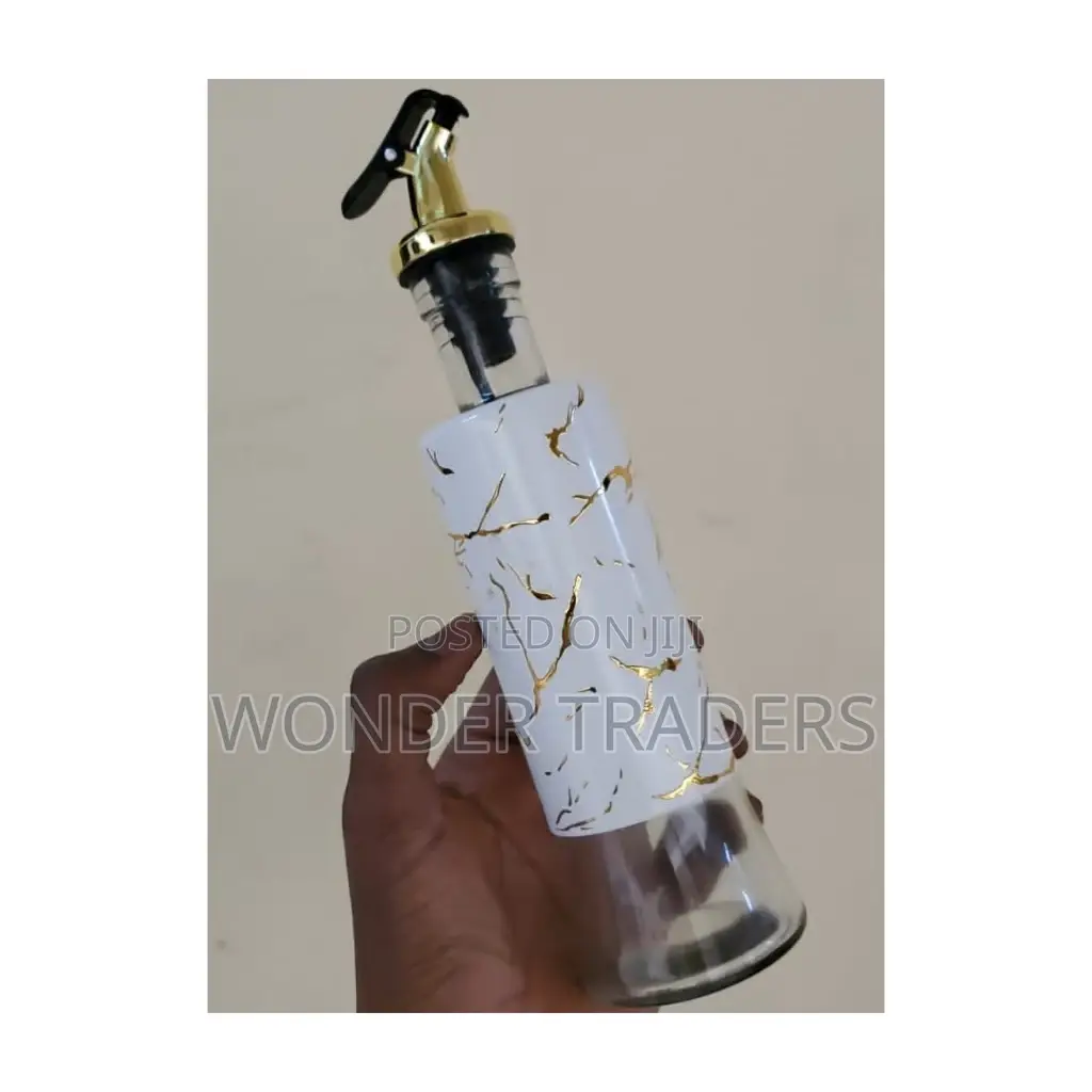 Oil and Vinegar Bottle BLACK WHITE GLASS