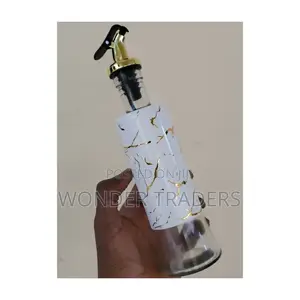 Oil and Vinegar Bottle BLACK WHITE GLASS