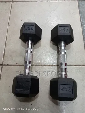 2kg Hexagon Dumbbells Pair Rubber Coated Steel