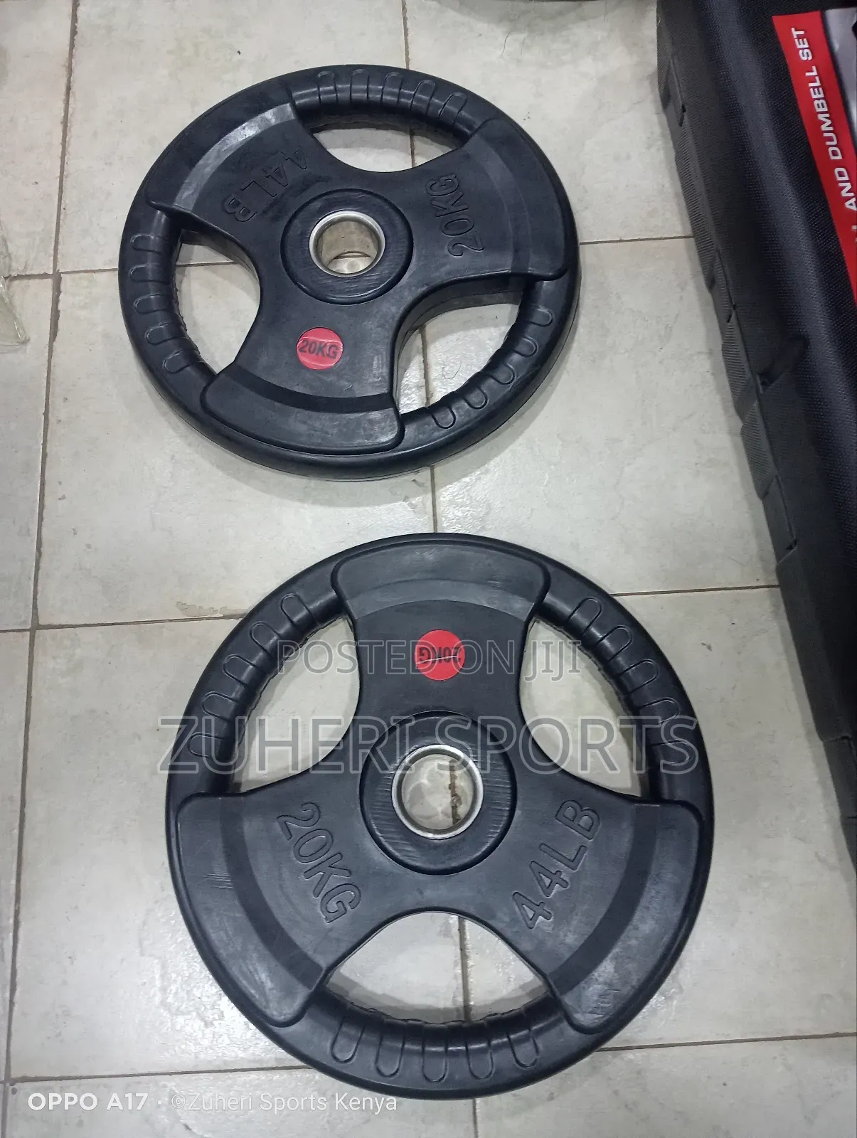 20kg Olympic Rubber Coated Plates 2inch Sleeve Trigriphandle