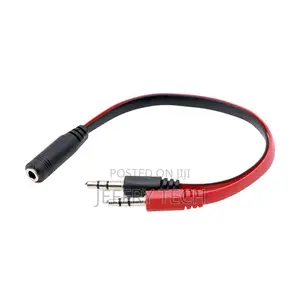 1 Female to 2 Male 3.5mm Plug Audio Cable-Black