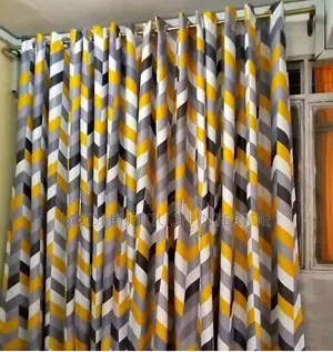 Printed Grey and Mustard Curtain