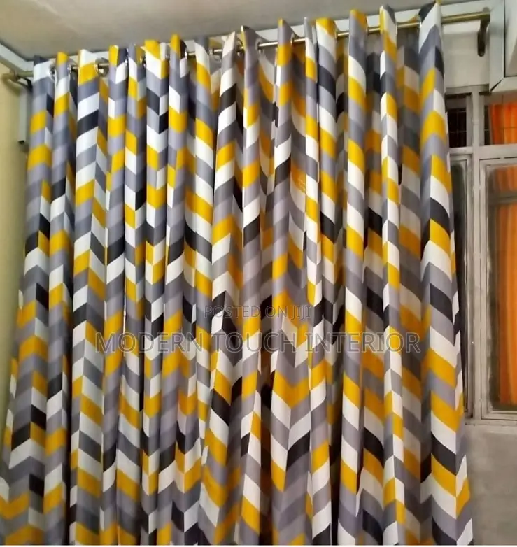 Printed Grey and Mustard Curtain