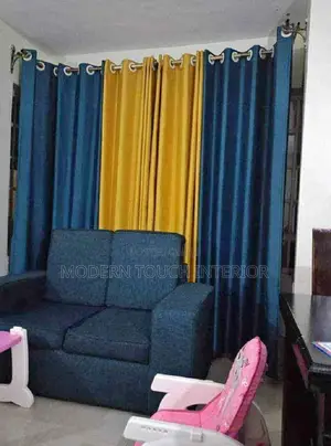 Curtains- Blend With Navy Blue and Mustard