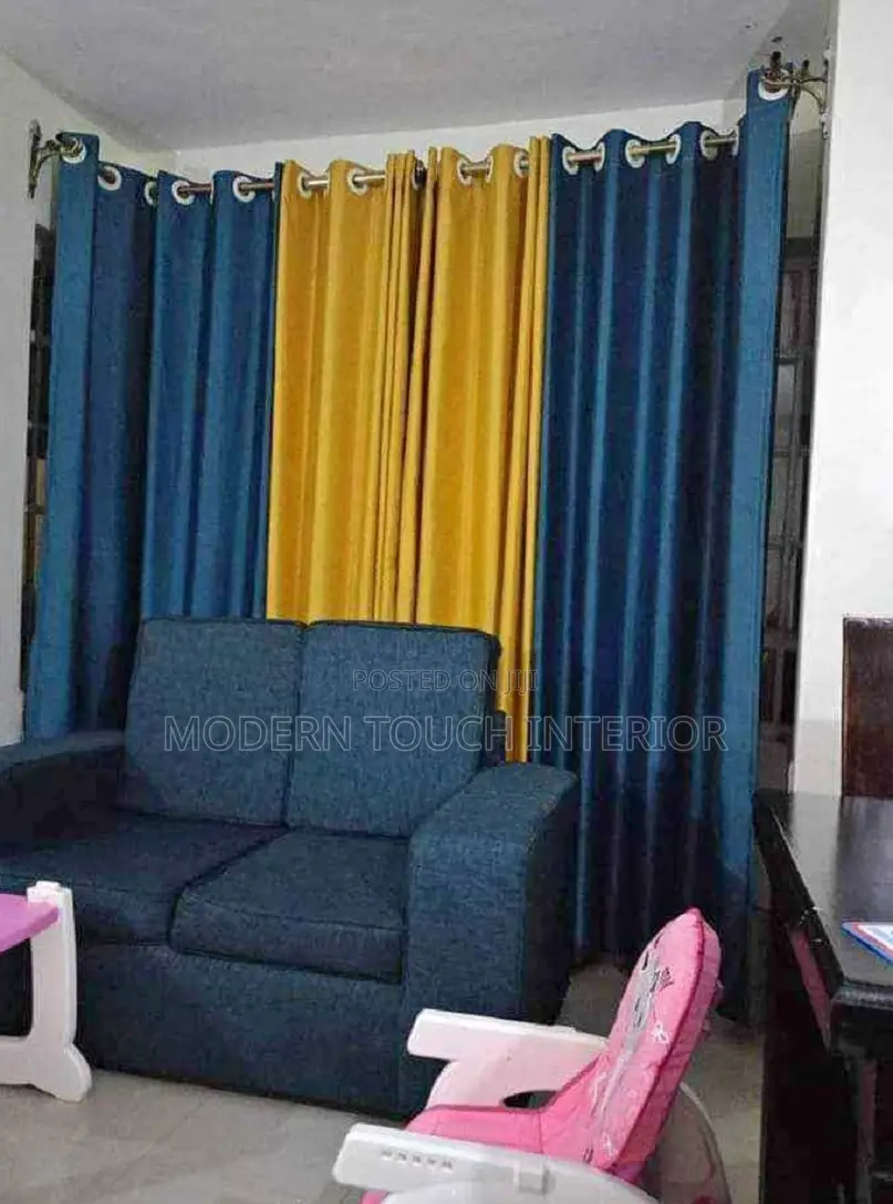 Curtains- Blend With Navy Blue and Mustard