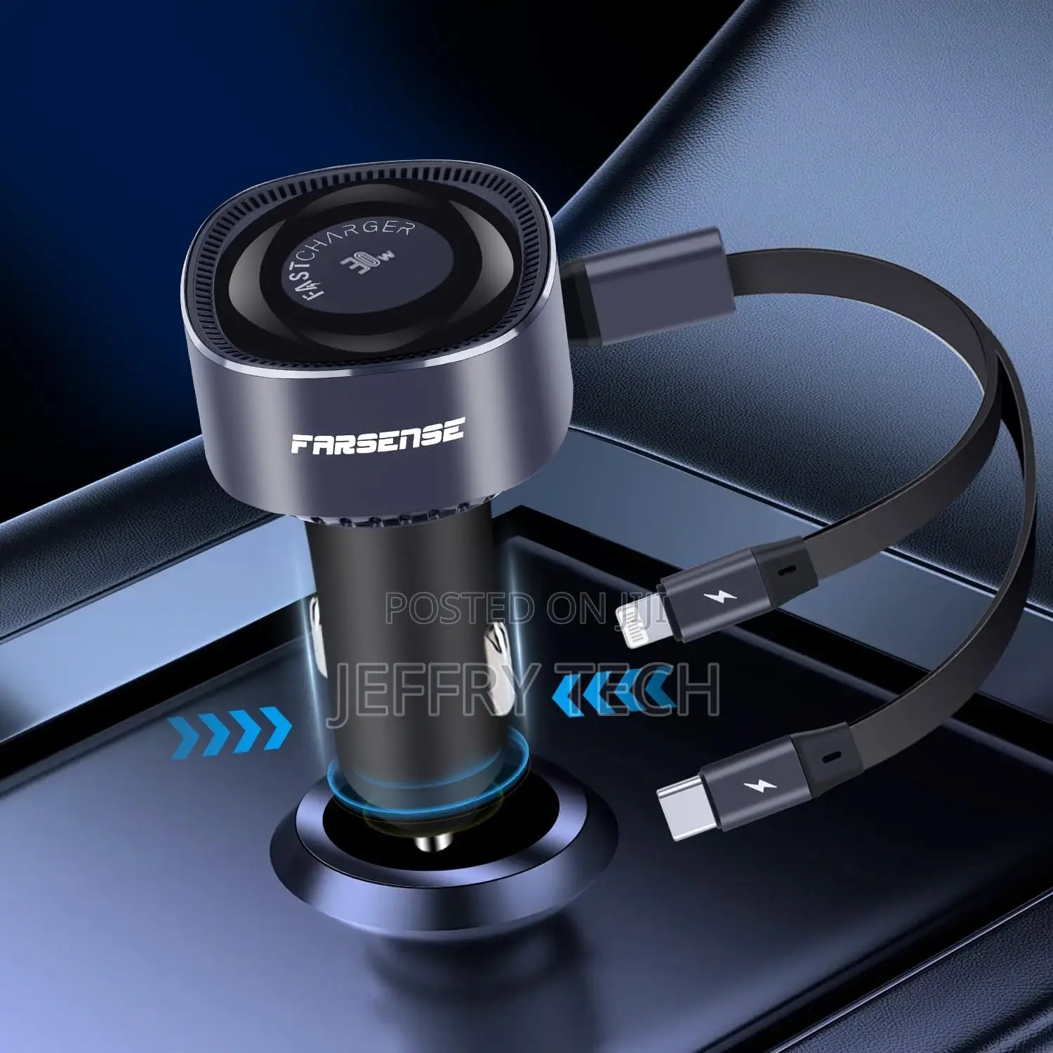 Retractable Car Charger,30W 2 in 1 Fast Car Charger