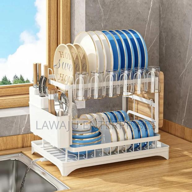 White Classy 2 Tier Dish Rack - main view