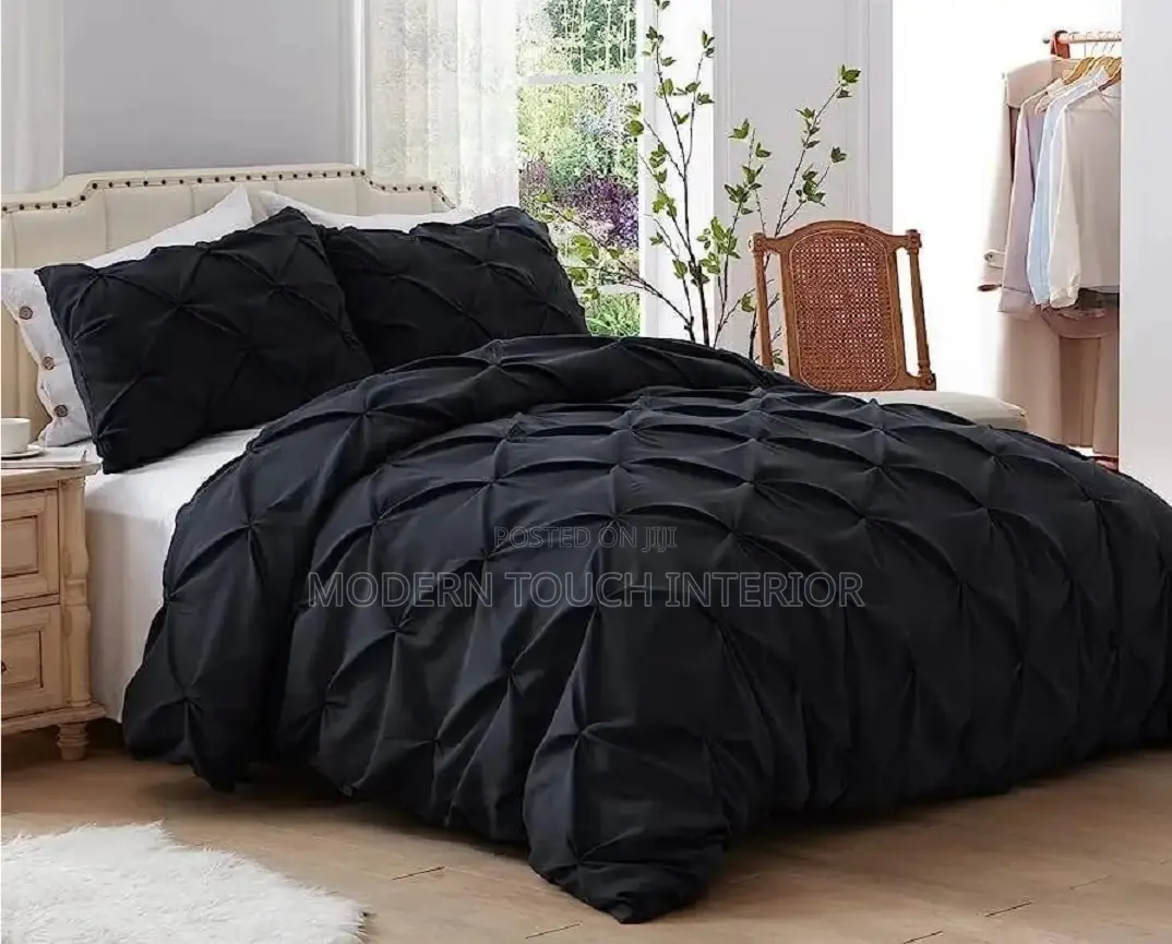 Black Pin-Tuck Duvet Cover