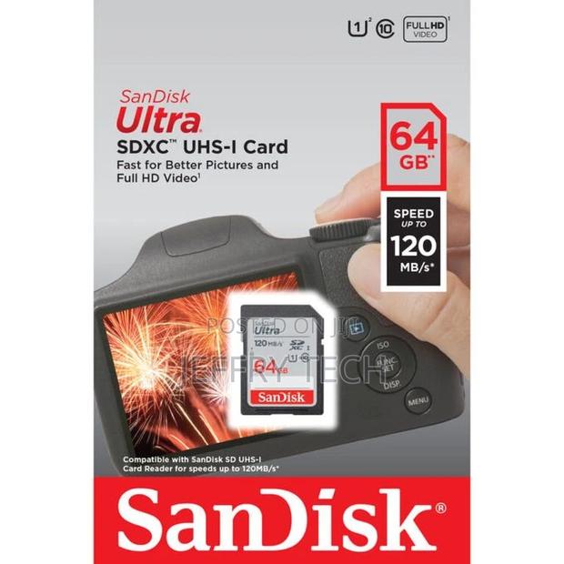 Sandisk 64GB Ultra SDXC UHS-I Memory Card - 120mb/S