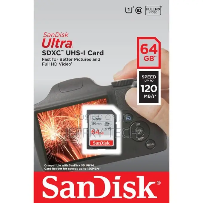 Sandisk 64GB Ultra SDXC UHS-I Memory Card - 120mb/S