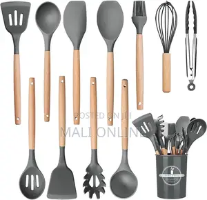 Silicone Spoons Set 12pcs With Wooden Handle
