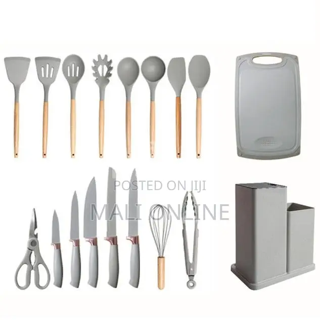 Silicone Spoon Set With Chopping Board and Knife Set 19pcs