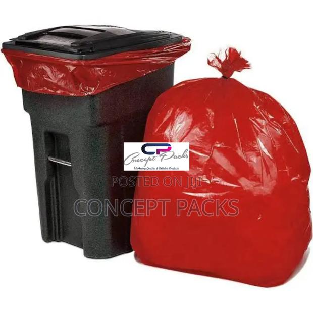 50 Pc Normal Household Garbage Bags - Red and Yellow. - main view