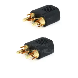 2x 3.5mm Stereo Female Jack to 2 RCA Male Plug Audio Adapter