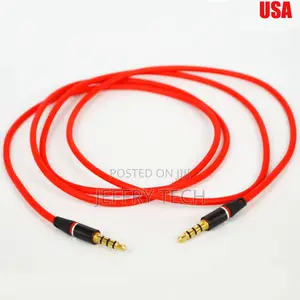 Red New 3.5mm 4 Pole Male to M Record Car Aux Audio Cord Hea