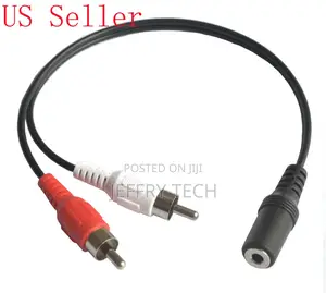 2 RCA Male to Stereo Audio 3.5mm Female Jack Headphone Y Cab