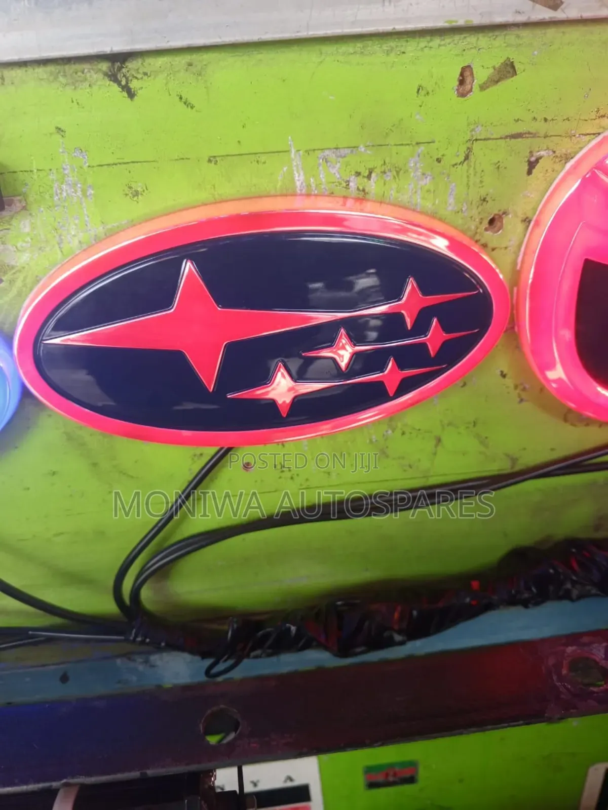 Subaru Logo With Lights Blue and Red