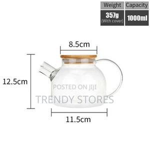 1L Clear Glass Teapot With Bamboo Lid - thumbnail 2