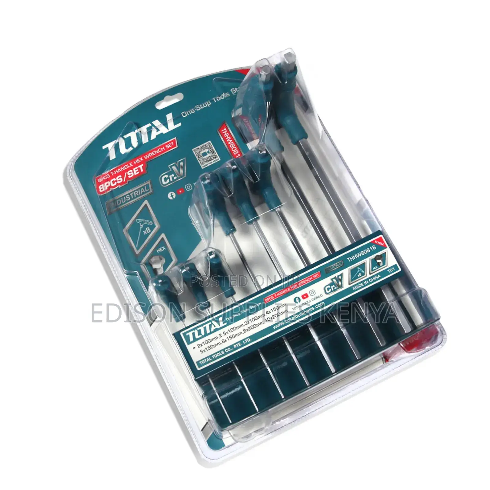 Total Industrial 8 Piece T-Handle Hex Wrench Set Allen Keys