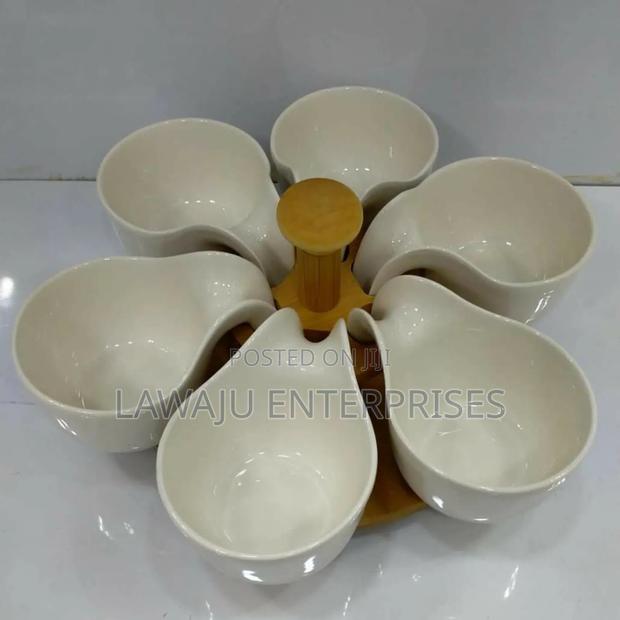 6 PCS Ceramic Soup Bowls With Rotating Base