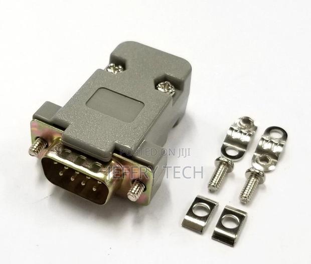 DB 9 Pin Male D-Sub Cable Mount Connector With Plastic Cover - main view