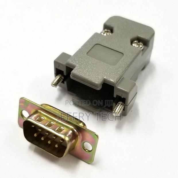 DB 9 Pin Male D-Sub Cable Mount Connector With Plastic Cover - thumbnail 3