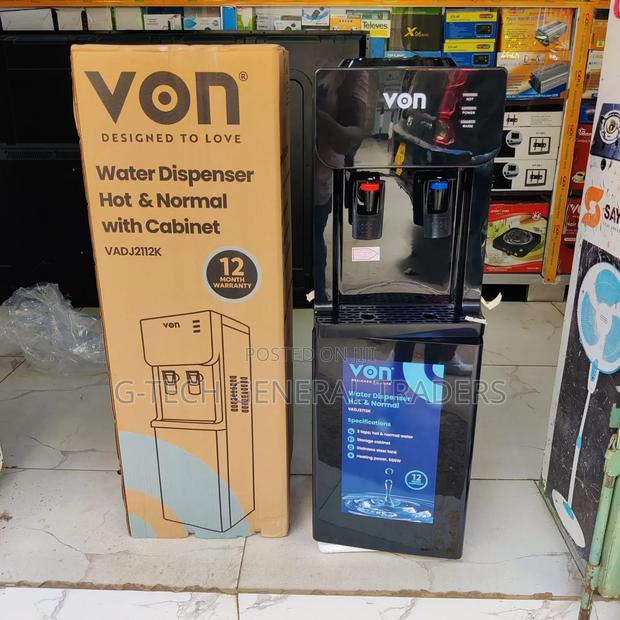 Von Hot and Normal Black Free Standing Water Dispenser
