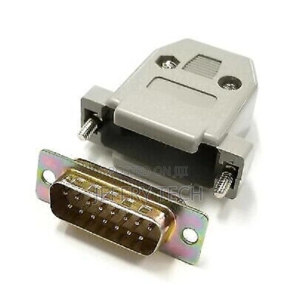 DB 15 Pin Male D-Sub Cable Mount Connector W/ Plastic Cover