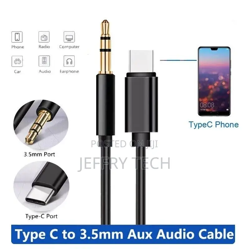 Type C to Aux Cable USB Type-C Male to 3.5mm Cord Car AUX Mu