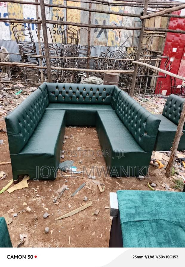 U Shape Restaurant Couch, Green - main view