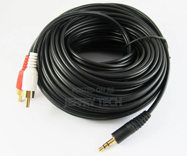 20M 60ft Aux 3.5mm Gold Male Plug to 2 RCA Gold Male Stereo