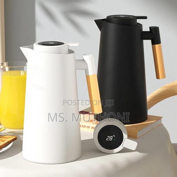 1L Thermometer Vacuum Flask With a Push Button Pour Option - thumbnail 4