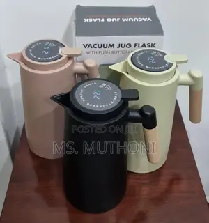 1L Thermometer Vacuum Flask With a Push Button Pour Option