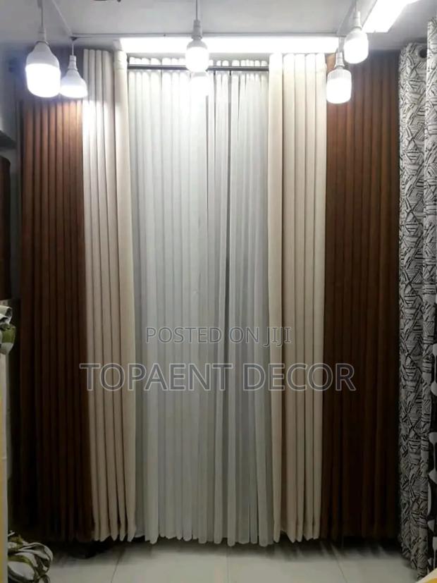 Chocolate Brown and Beige Window Curtains - main view