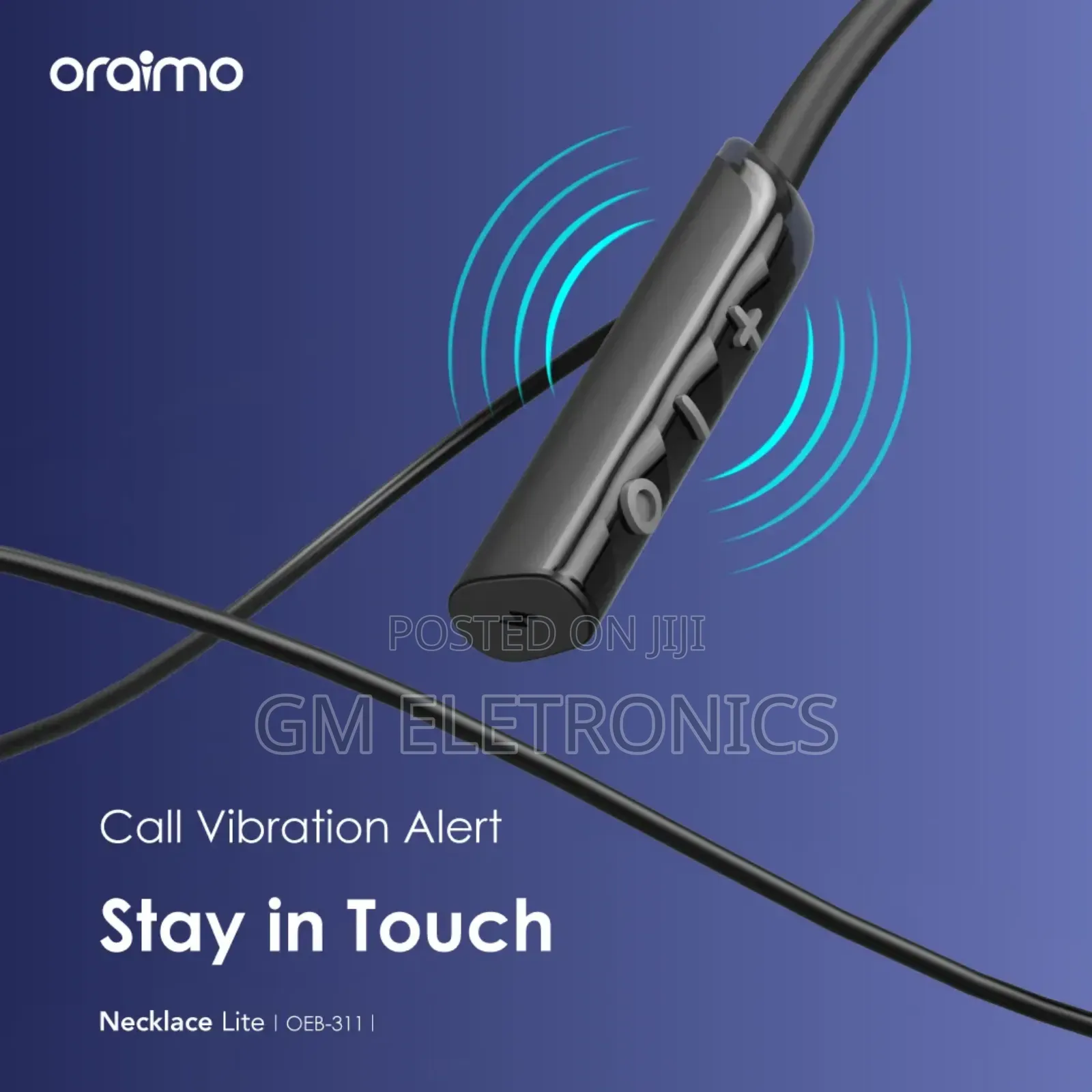 Oraimo Necklace Lite Call Vibration Wireless Earphone(Black)