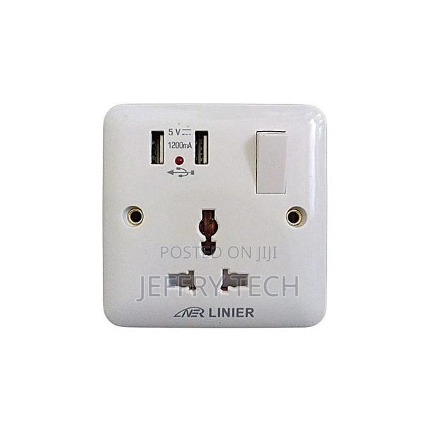 Linier Universal Electrical USB Socket With 2 USB Ports