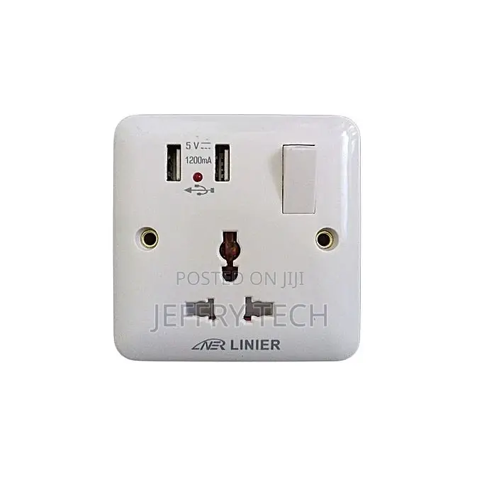 Linier Universal Electrical USB Socket With 2 USB Ports