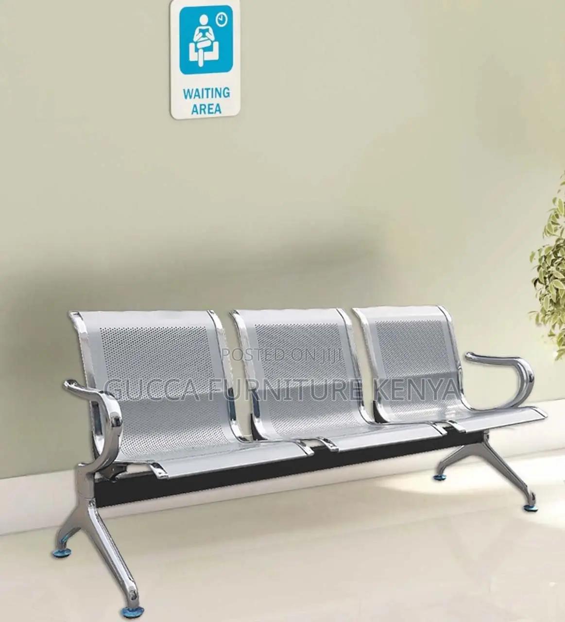 3-Seat Waiting Room Chair - Airport Reception Bench