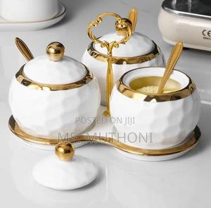 *3pc Ceremic Canister Set With Tray + Teaspoon* * - thumbnail 2