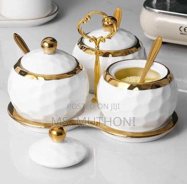 *3pc Ceremic Canister Set With Tray + Teaspoon* * - main view